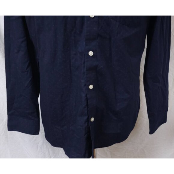 VAN HEUSEN Mens Medium 15-15.5 Dark Blue Diamonds Dots Classic Fit Button Shirt - Picture 4 of 10